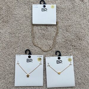 bp Gold-Tone Layered Necklace Set with Star and Heart Charms